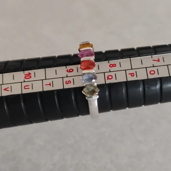 Multicolor Genuine Sapphire Ring - Picture 4 of 11